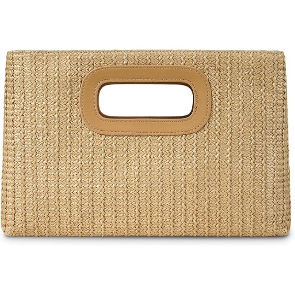 Women Straw Clutch Handbag with Gold Chain Detachable Shoulder Strap main image 8